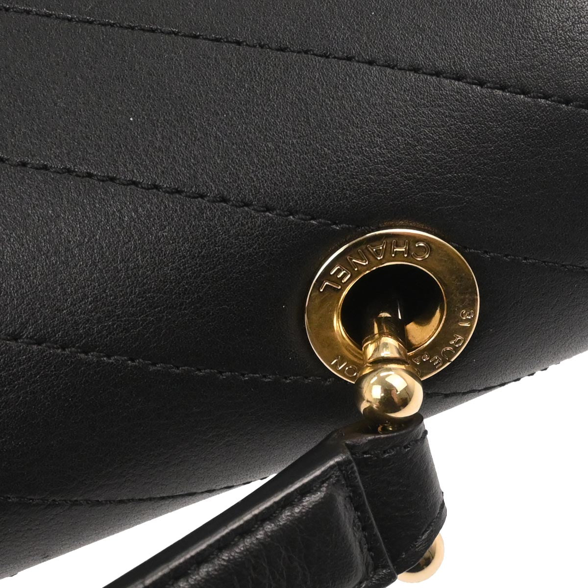 Chanel Black Calfskin Chevron 2way Shoulder Handbag