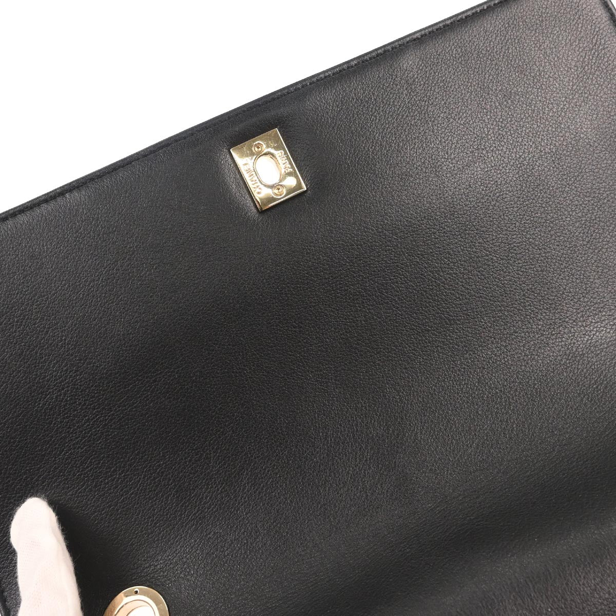 Chanel Black Calfskin Chevron 2way Shoulder Handbag