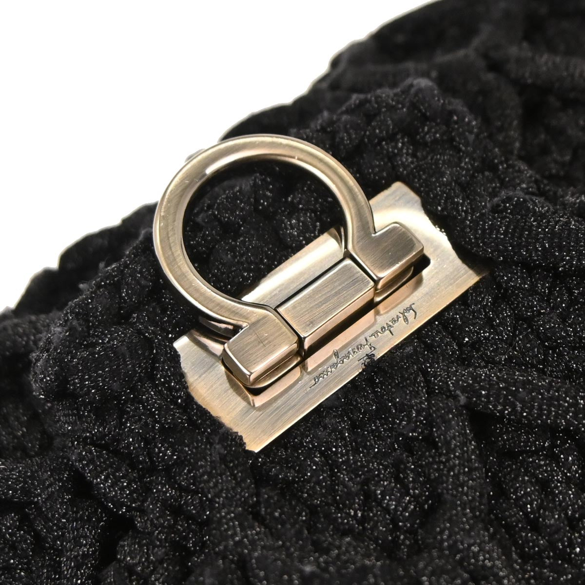 Salvatore Ferragamo Black Polyester Gancini Shoulder Bag