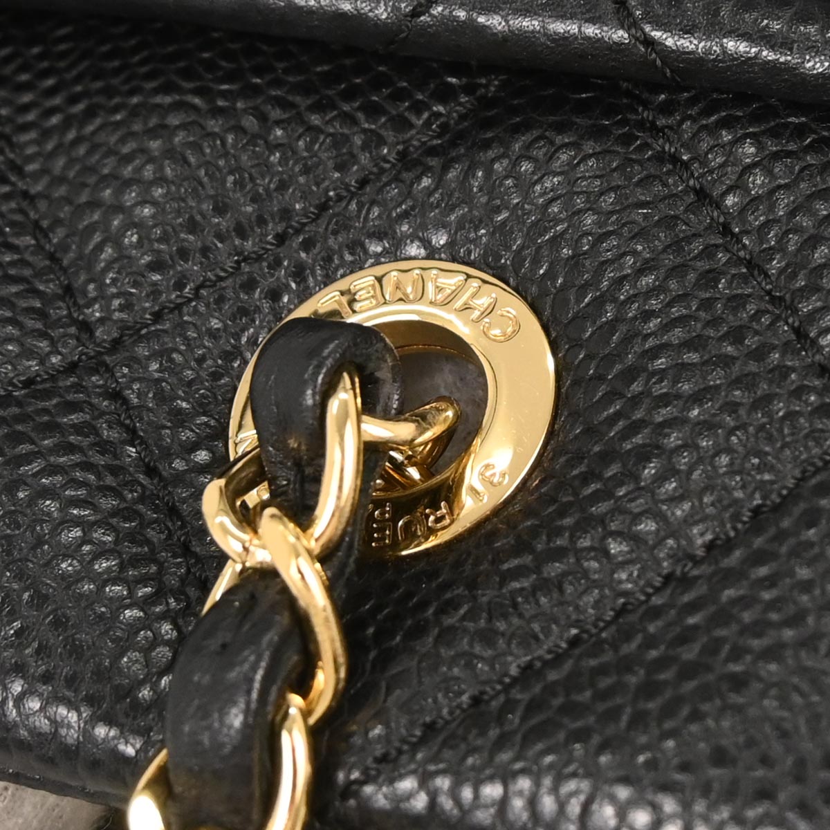 Chanel 2013-2014 Black Caviar Skin Timeless CC Chain Tote Bag