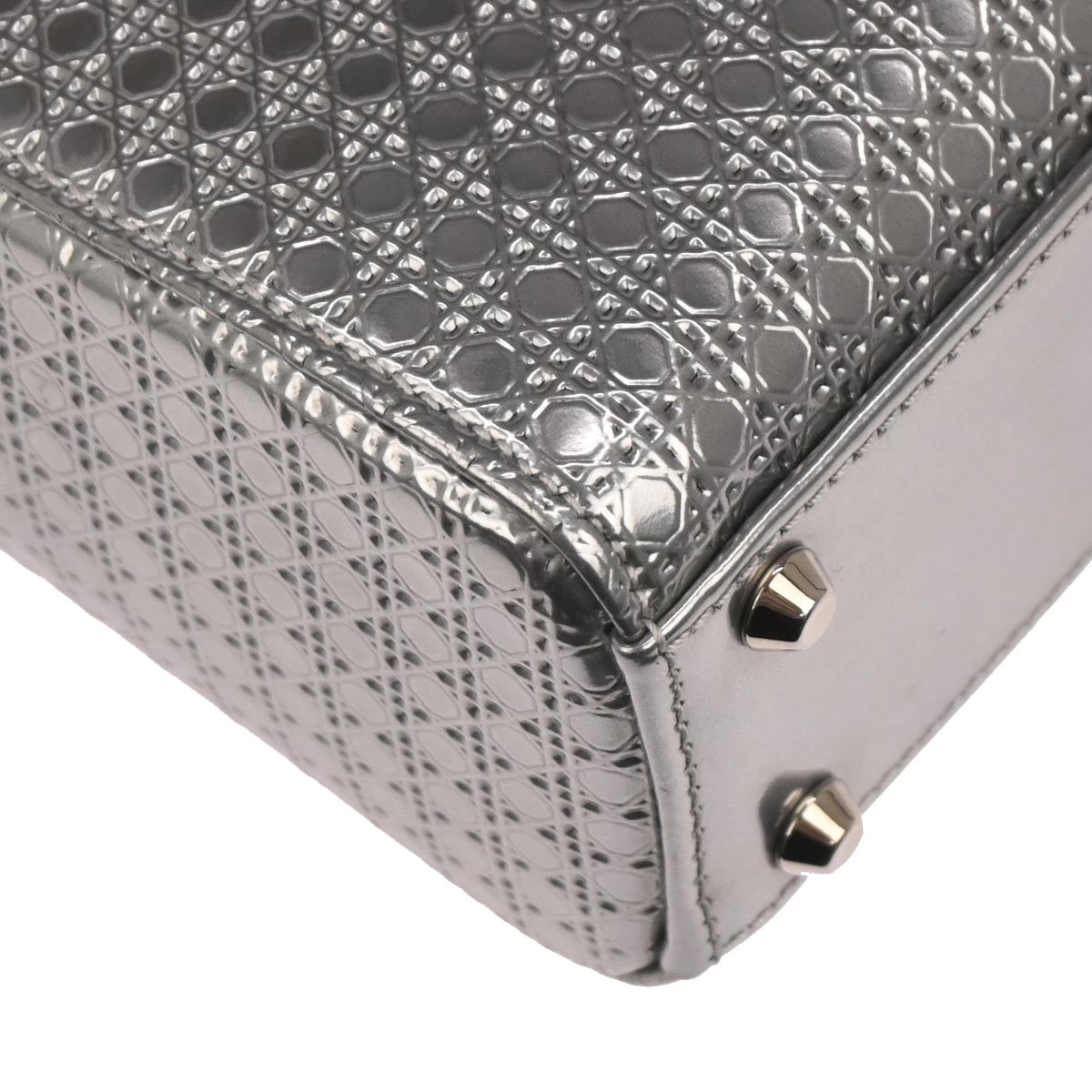 Christian Dior Silver Small Lady Dior Cannage 2way Shoulder Handbag