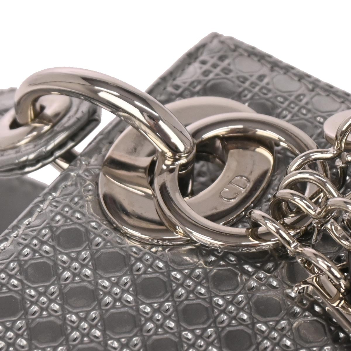 Christian Dior Silver Small Lady Dior Cannage 2way Shoulder Handbag