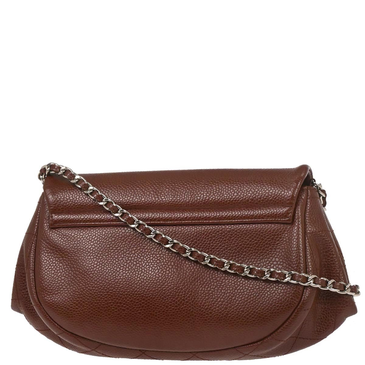 Chanel Brown Caviar Skin Half Moon WOC Shoulder Wallet Bag