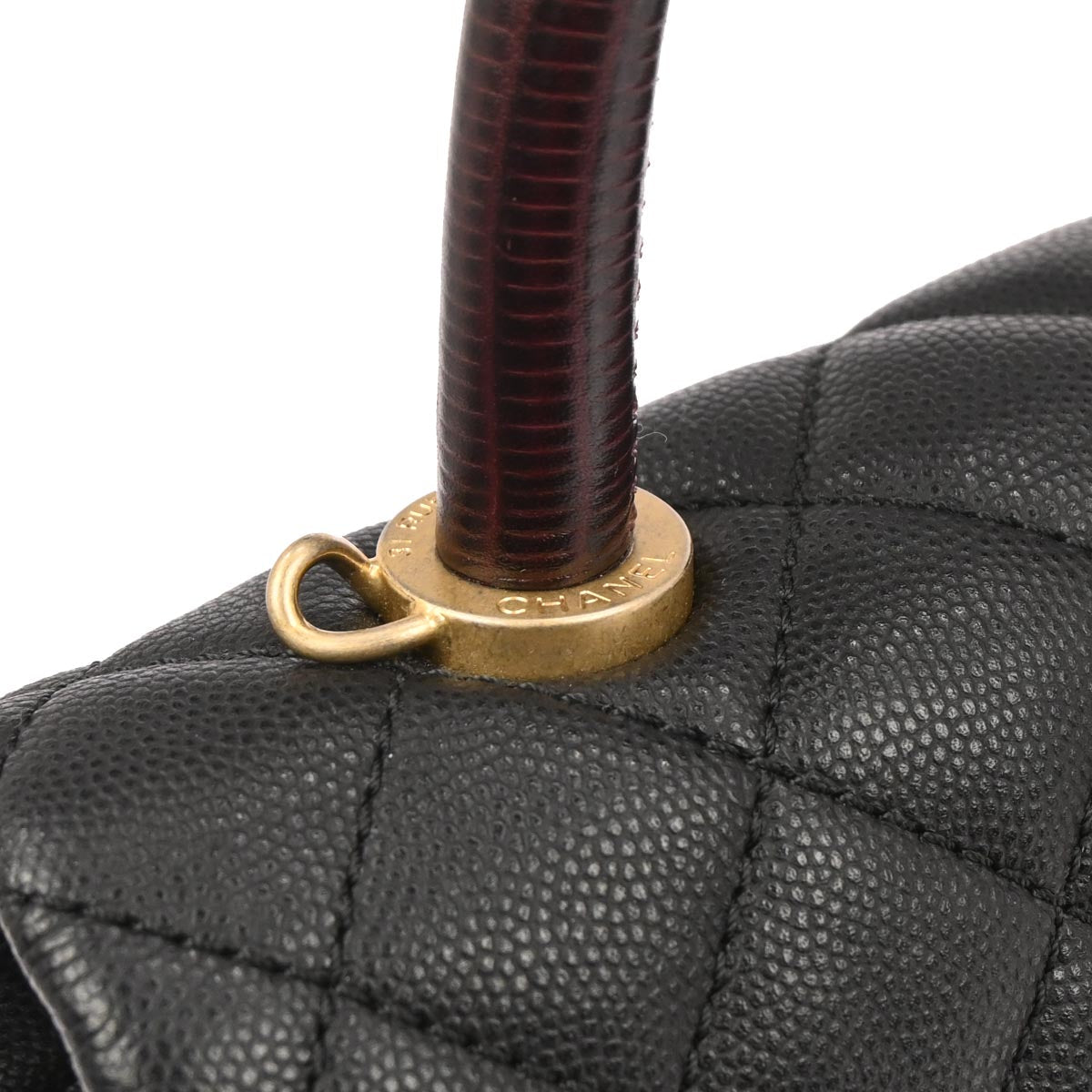 Chanel 2019 Black Caviar Skin Coco Handle 2way Shoulder Handbag