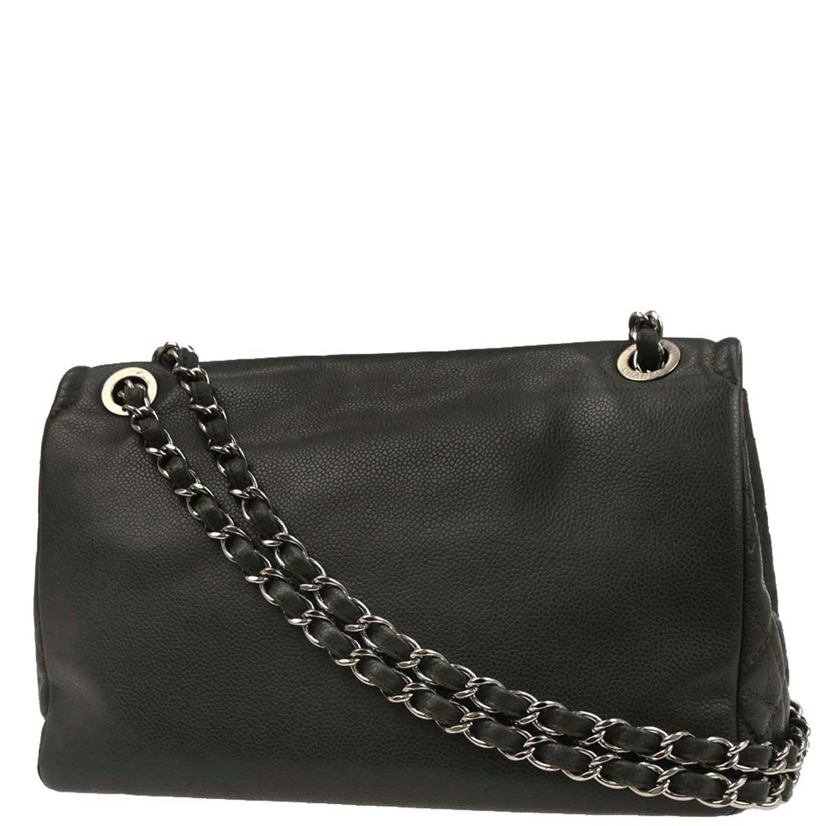 Chanel Gray Calfskin Shoulder Bag