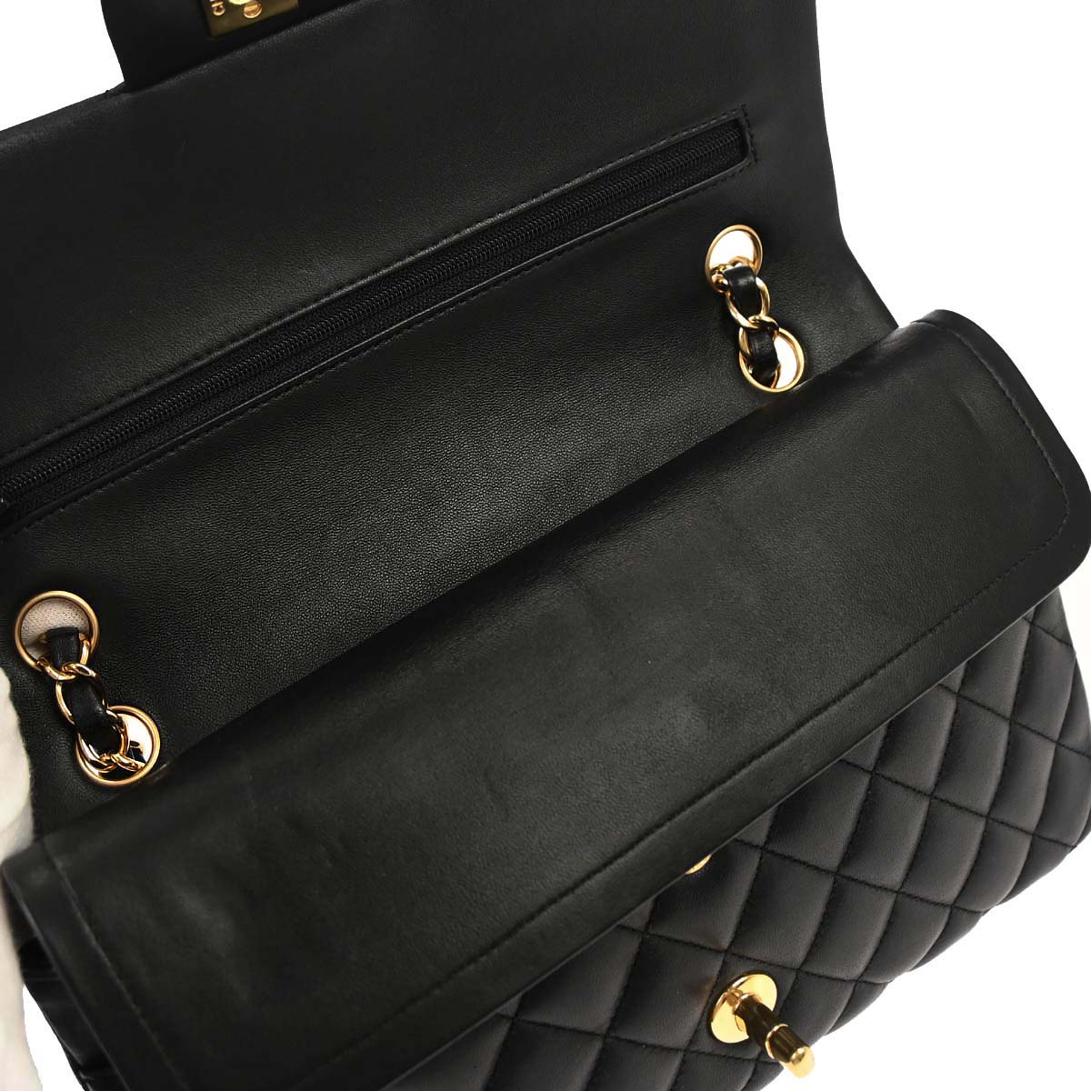 Chanel Black Lambskin Medium Classic Double Flap Shoulder Bag