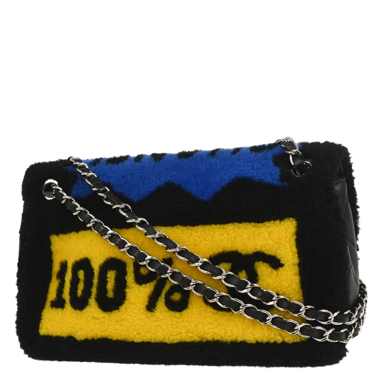 Chanel 2014-2015 Black Wool No.5 Turnlock Full Flap Shoulder Bag