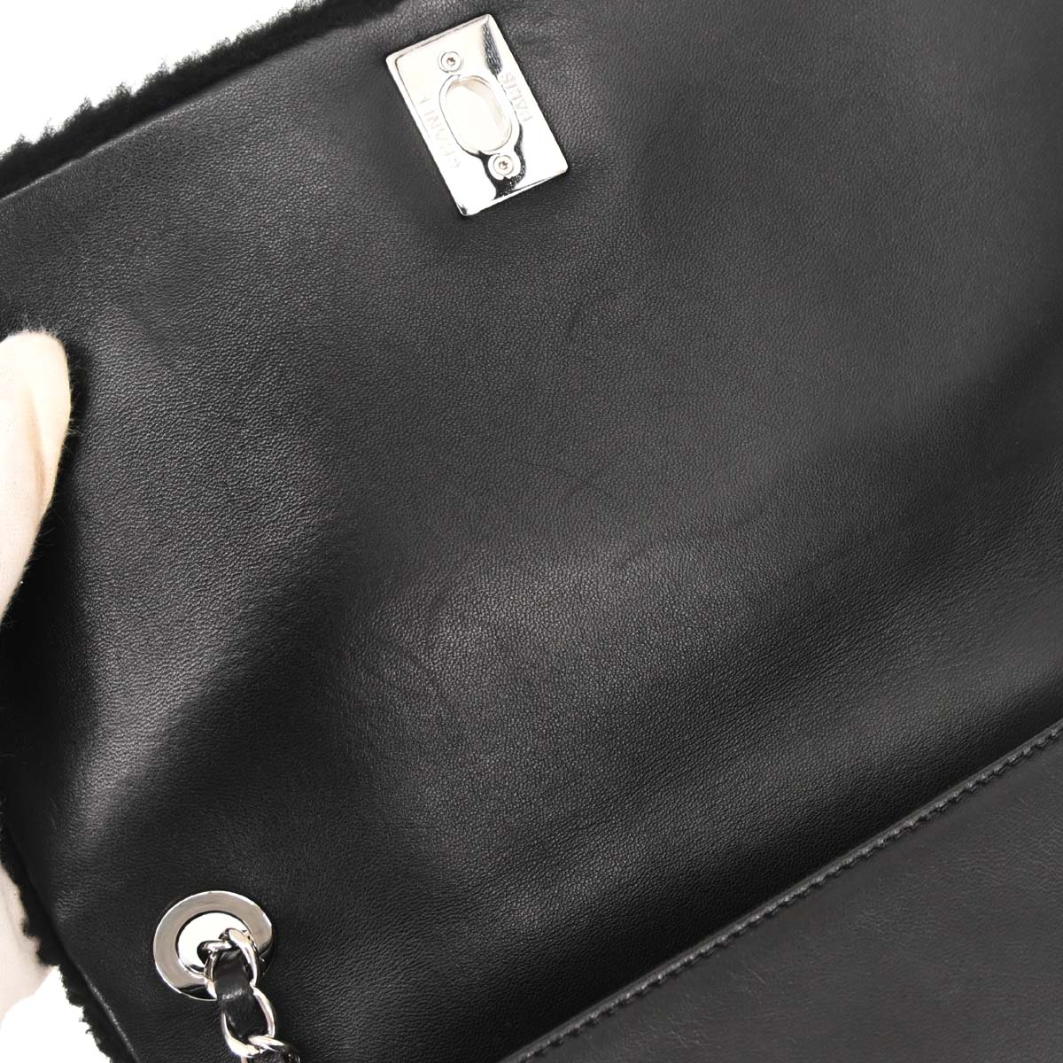 Chanel 2014-2015 Black Wool No.5 Turnlock Full Flap Shoulder Bag