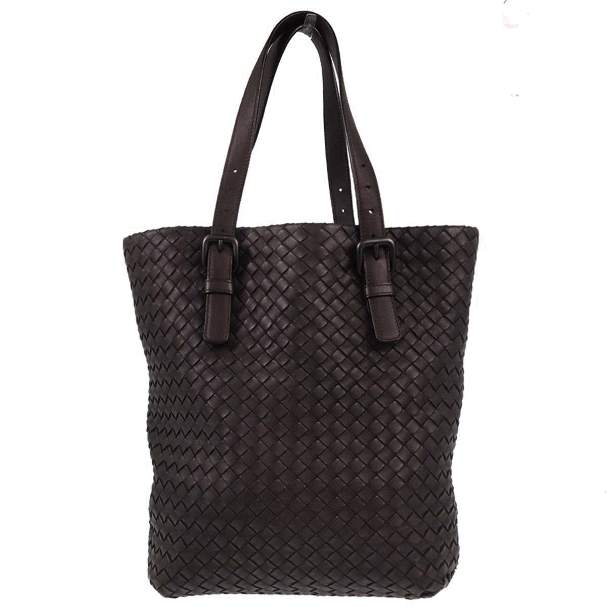 Bottega Veneta Brown Lambskin Intrecciato Tote Bag