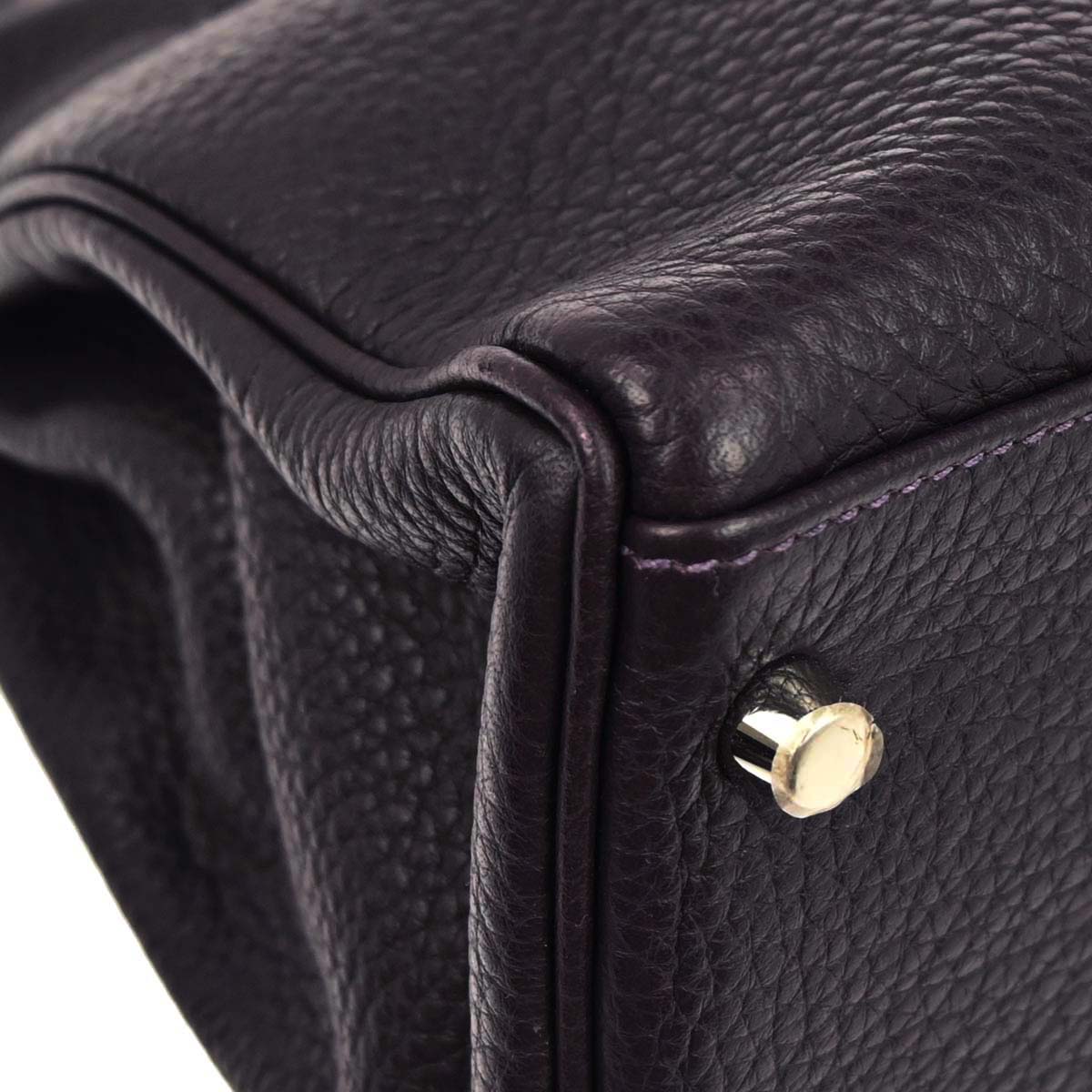 Hermes 2014 Raisin Taurillon Clemence Kelly 32 Retourne 2way Shoulder Handbag