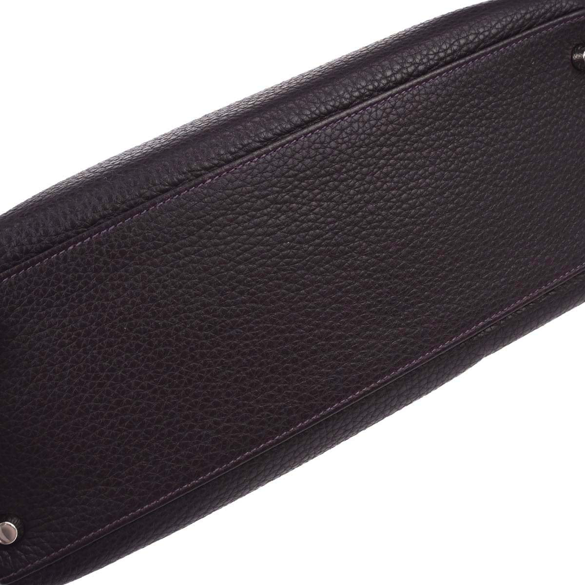 Hermes 2014 Raisin Taurillon Clemence Kelly 32 Retourne 2way Shoulder Handbag