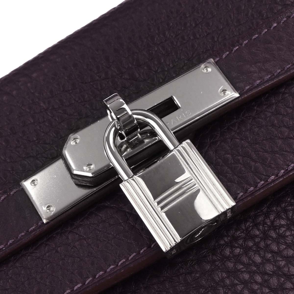 Hermes 2014 Raisin Taurillon Clemence Kelly 32 Retourne 2way Shoulder Handbag