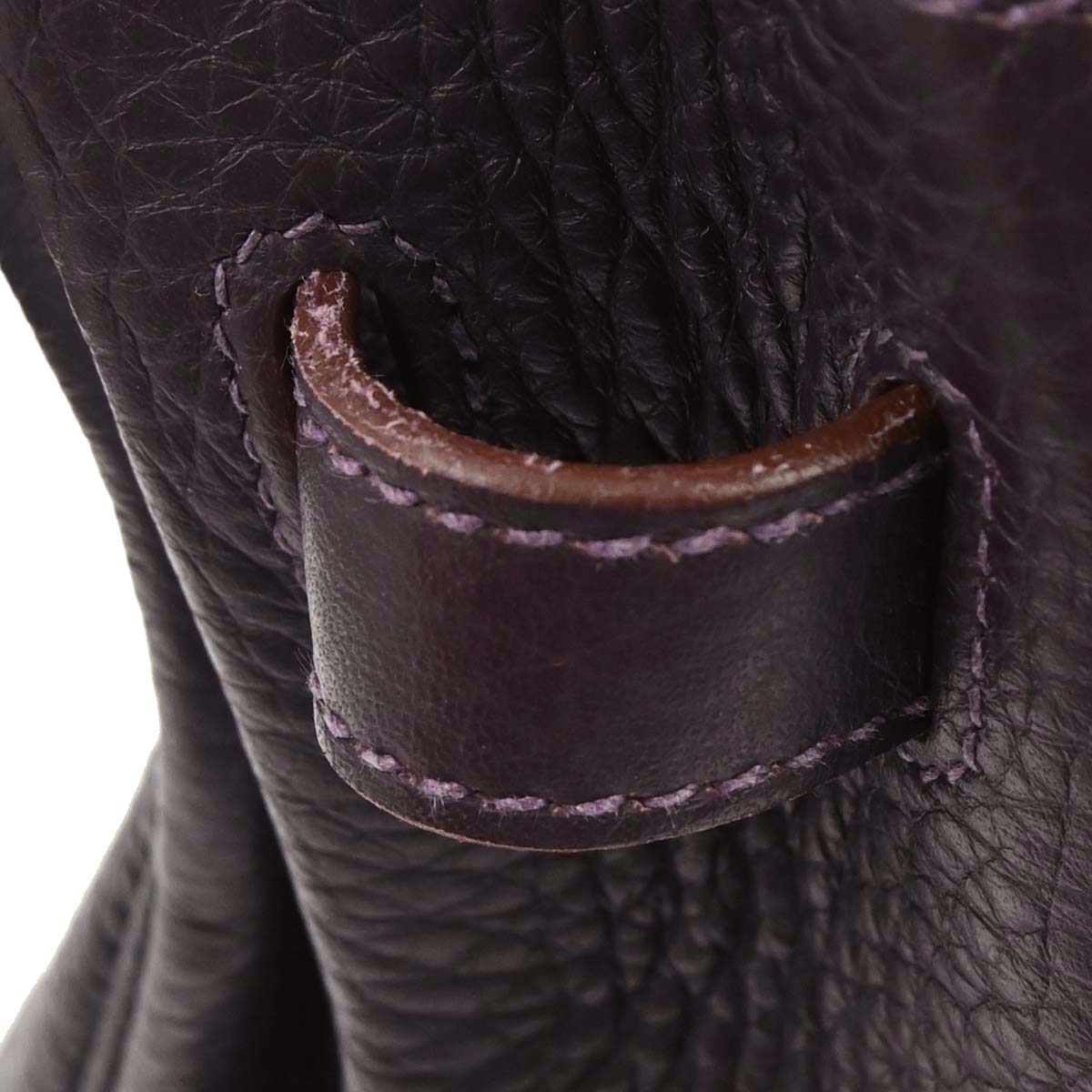 Hermes 2014 Raisin Taurillon Clemence Kelly 32 Retourne 2way Shoulder Handbag