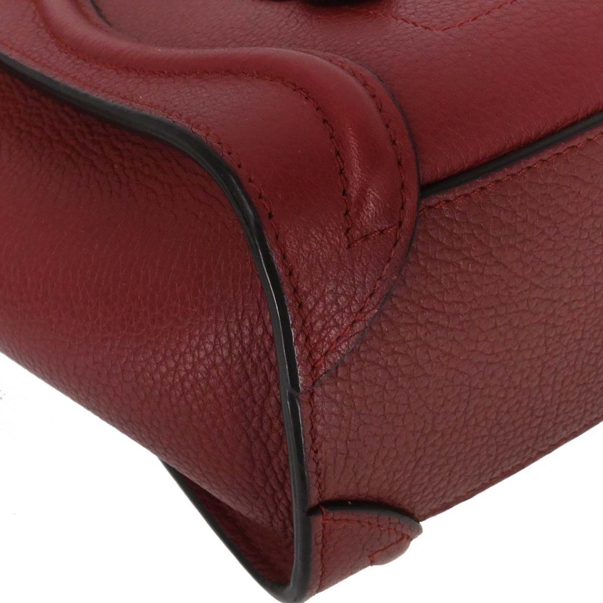 Celine Red Leather Nano Luggage 2way Shoulder Tote Bag