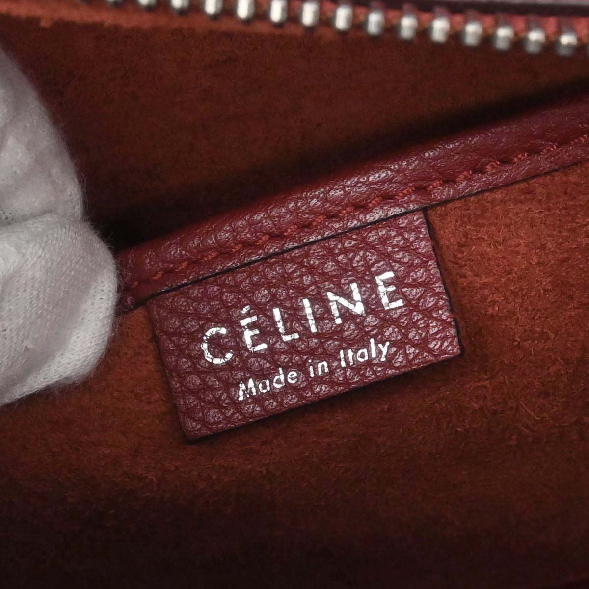 Celine Red Leather Nano Luggage 2way Shoulder Tote Bag