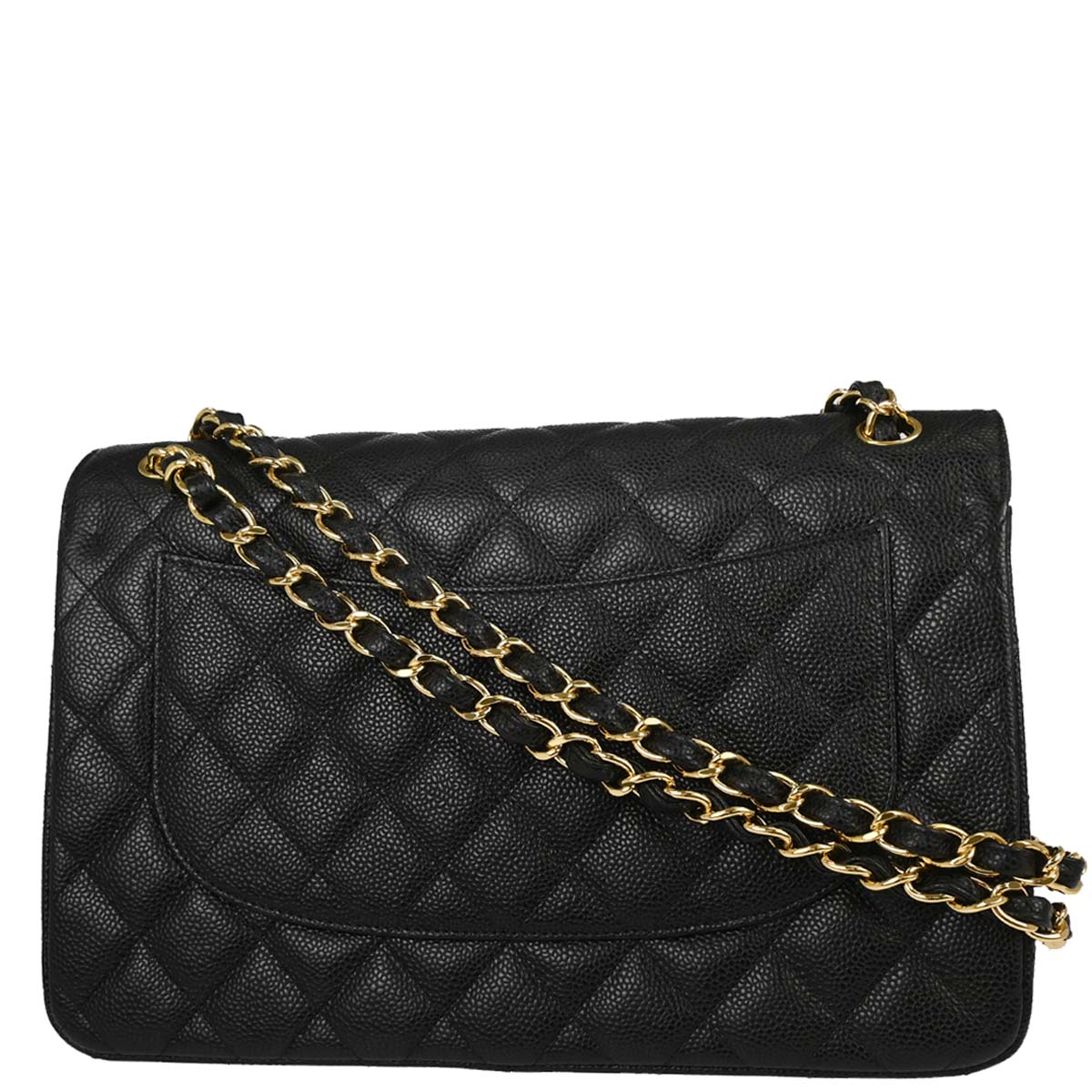 Chanel 2014-2015 Black Caviar Skin Jumbo Classic Double Flap Shoulder Bag