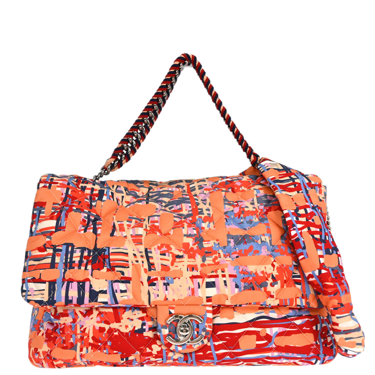 Chanel 2018 Orange Nylon Foulard Flap 2way Shoulder Handbag