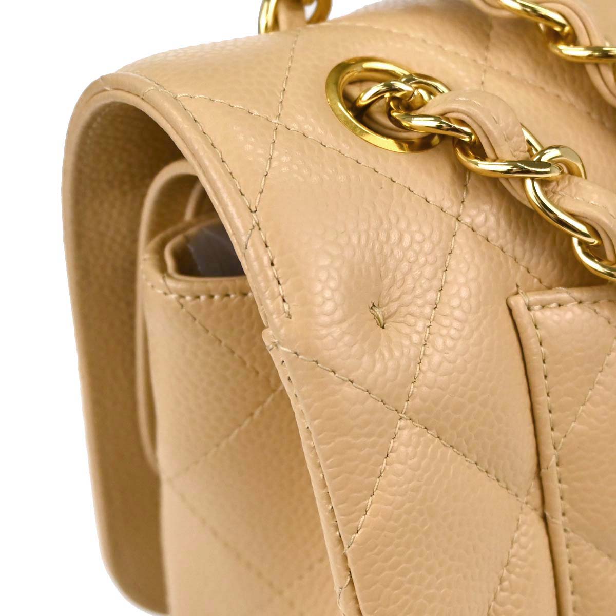 Chanel 2018 Beige Caviar Skin Jumbo Classic Double Flap Shoulder Bag