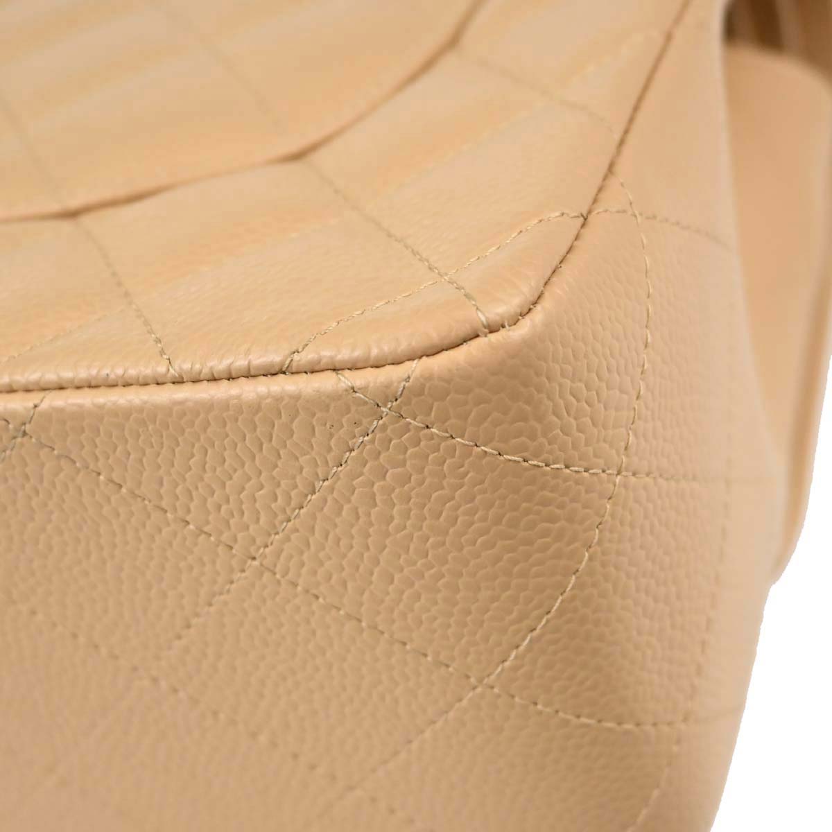 Chanel 2018 Beige Caviar Skin Jumbo Classic Double Flap Shoulder Bag