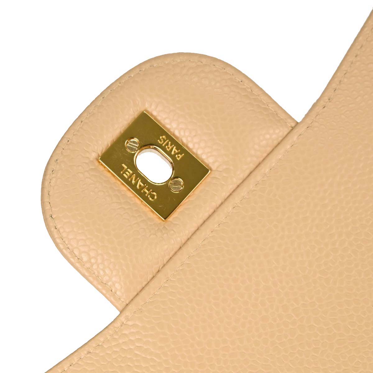 Chanel 2018 Beige Caviar Skin Jumbo Classic Double Flap Shoulder Bag