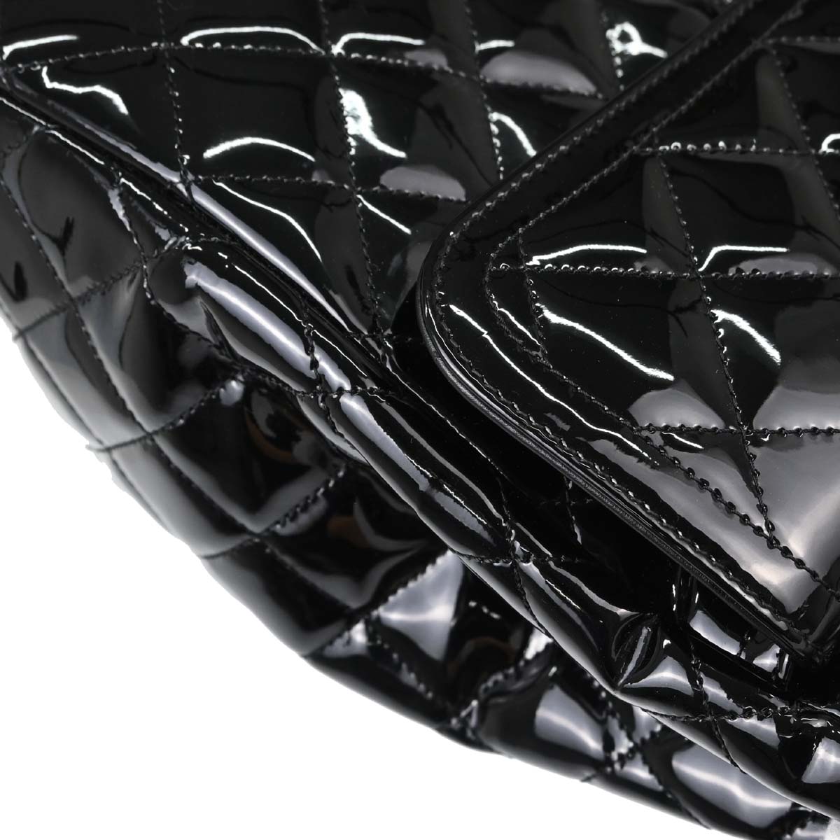 Chanel Black Patent Leather Tote Handbag