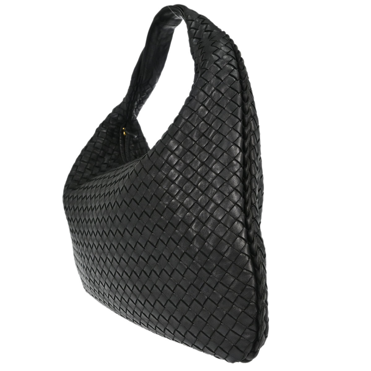 Bottega Veneta Black Lambskin Intrecciato Hobo Handbag