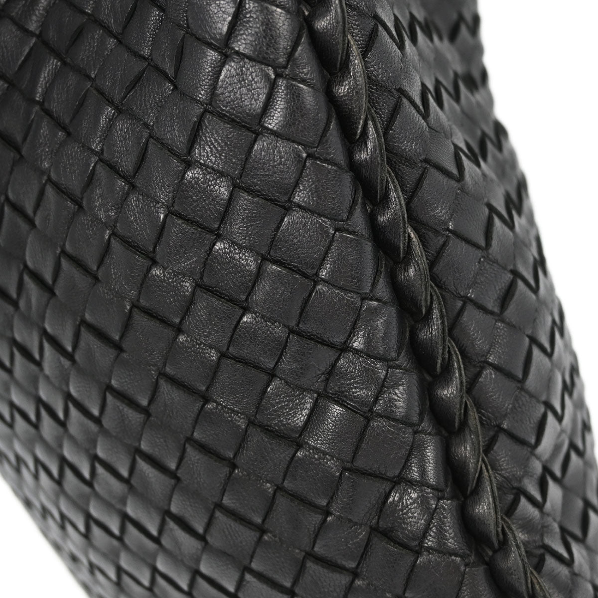 Bottega Veneta Black Lambskin Intrecciato Hobo Handbag