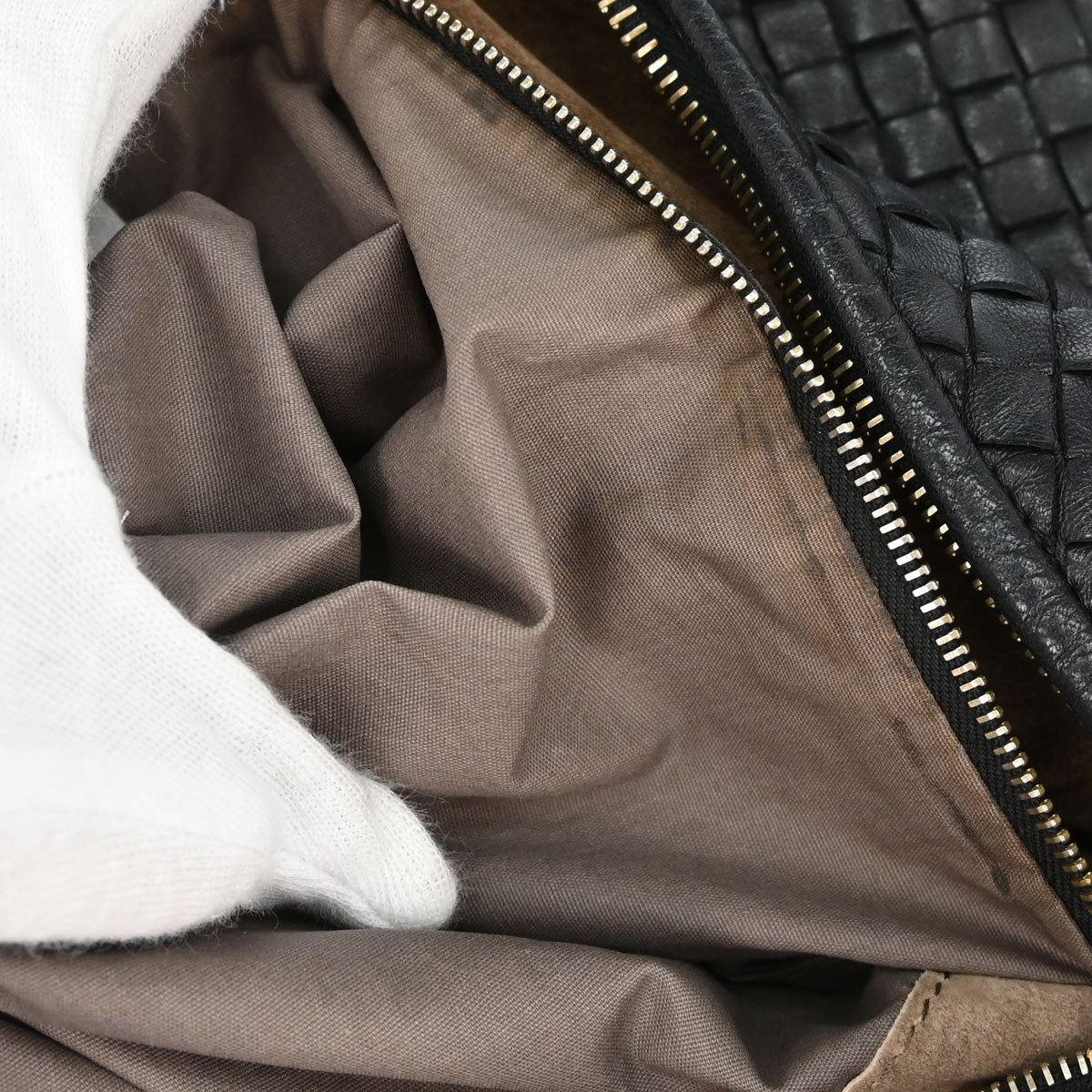 Bottega Veneta Black Lambskin Intrecciato Hobo Handbag