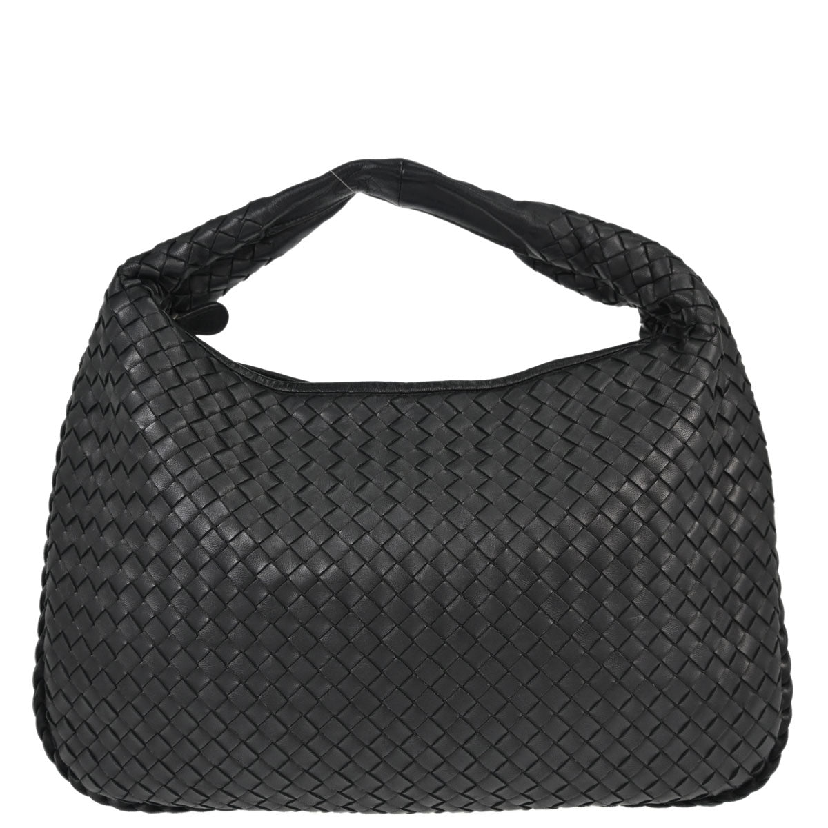 Bottega Veneta Black Lambskin Intrecciato Hobo Handbag
