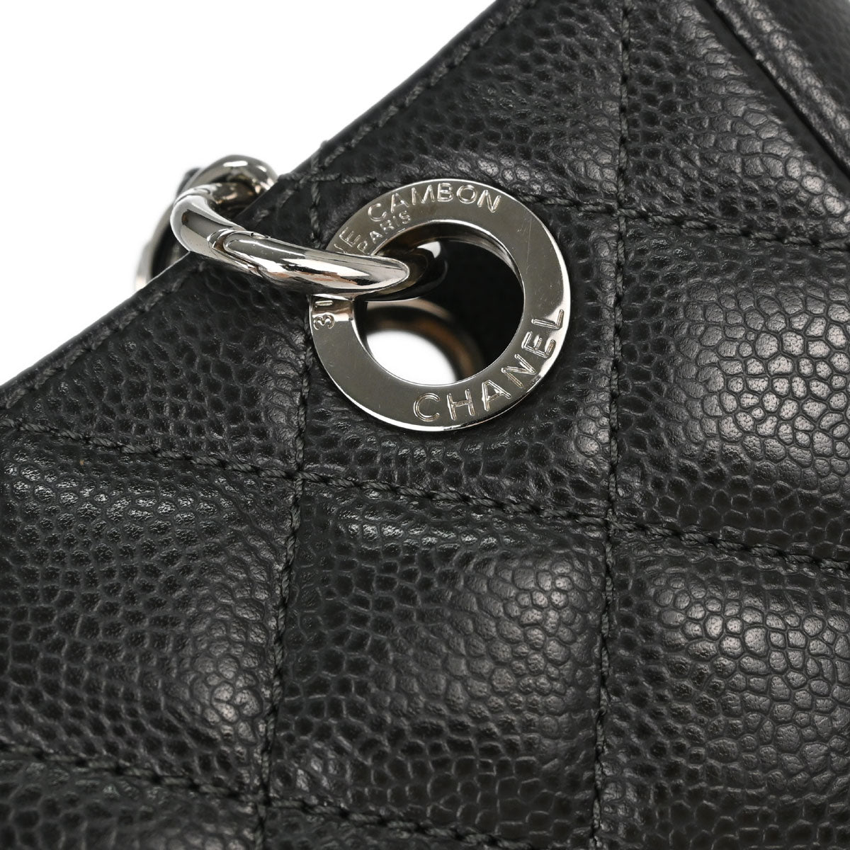 Chanel Gray Caviar Skin Petite Shopping Tote PST Chain Handbag