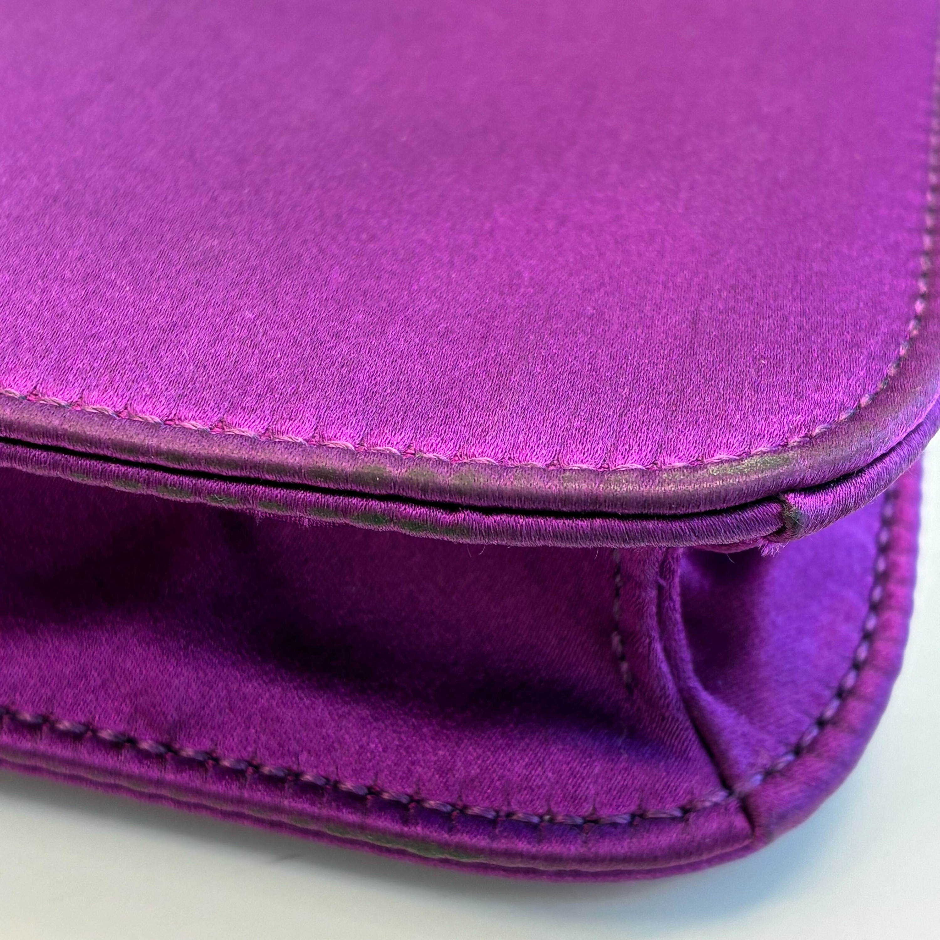 Hermes * 2010 Purple Silk Pochette Mini Constance