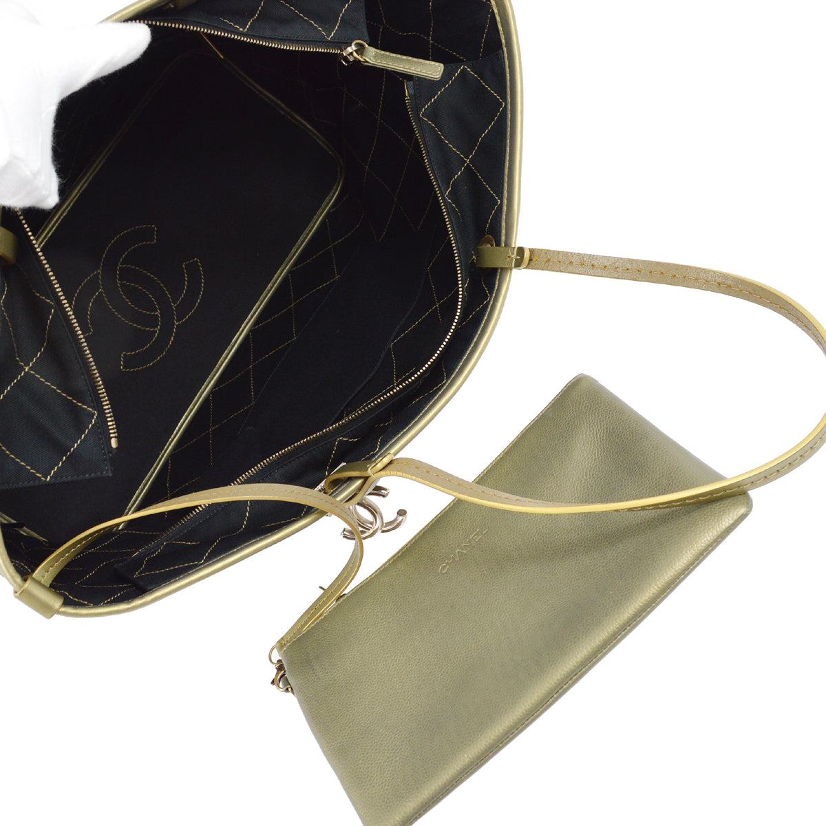 Chanel 2014-2015 Gold Caviar Shopping Fever Tote Handbag