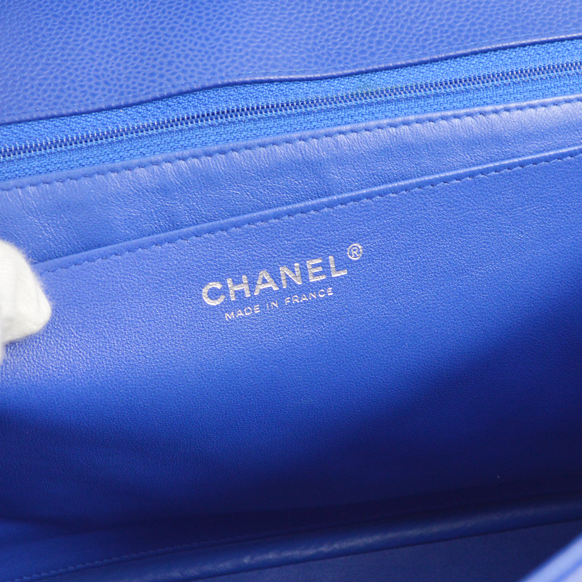 Chanel 2009-2010 Blue Caviar XL Single Flap Shoulder Bag
