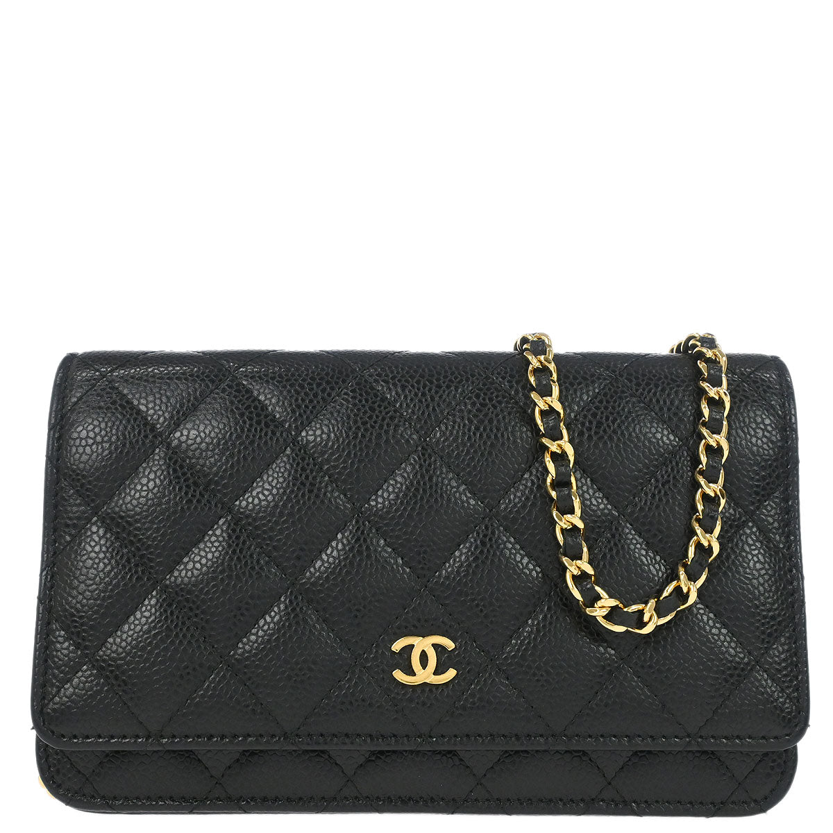 Chanel Black Caviar Skin Classic WOC Wallet on Chain Bag