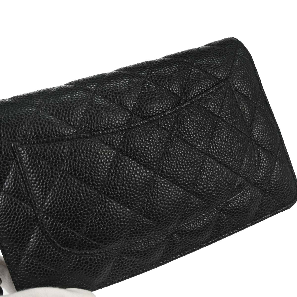 Chanel 2017 Black Caviar Skin Classic WOC Wallet on Chain Bag