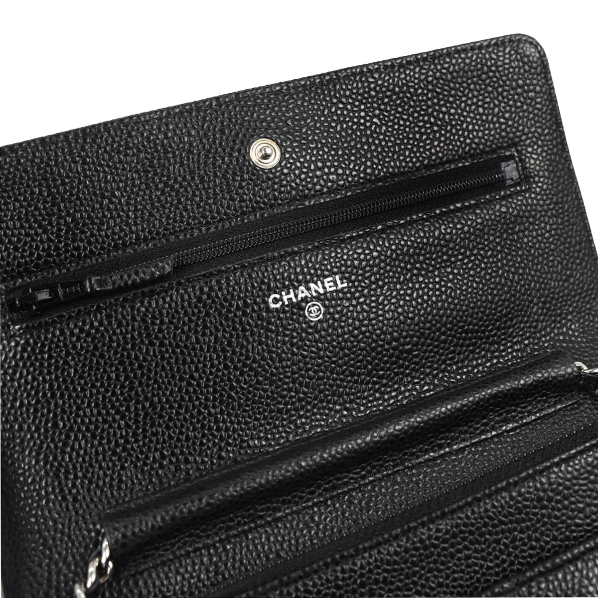 Chanel 2017 Black Caviar Skin Classic WOC Wallet on Chain Bag