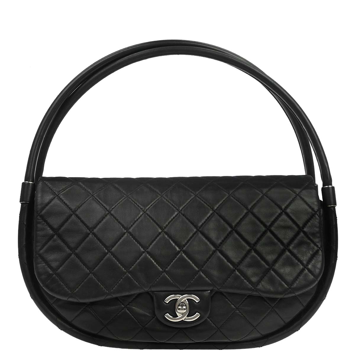 Chanel Black Lambskin Hula Hoop Large Handbag