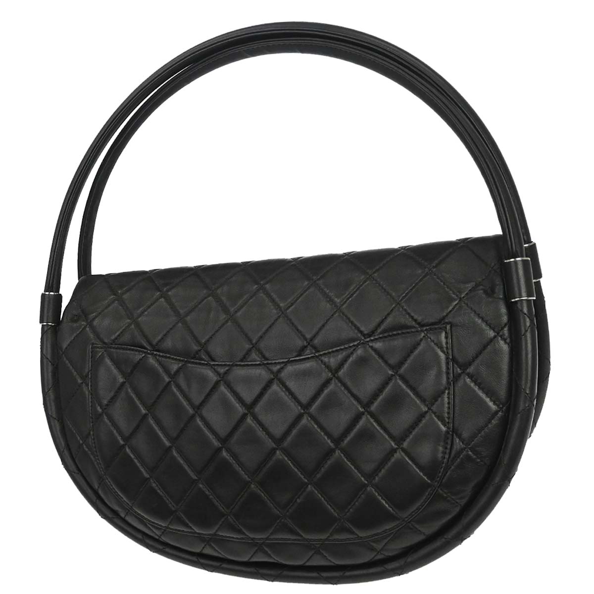 Chanel Black Lambskin Hula Hoop Large Handbag