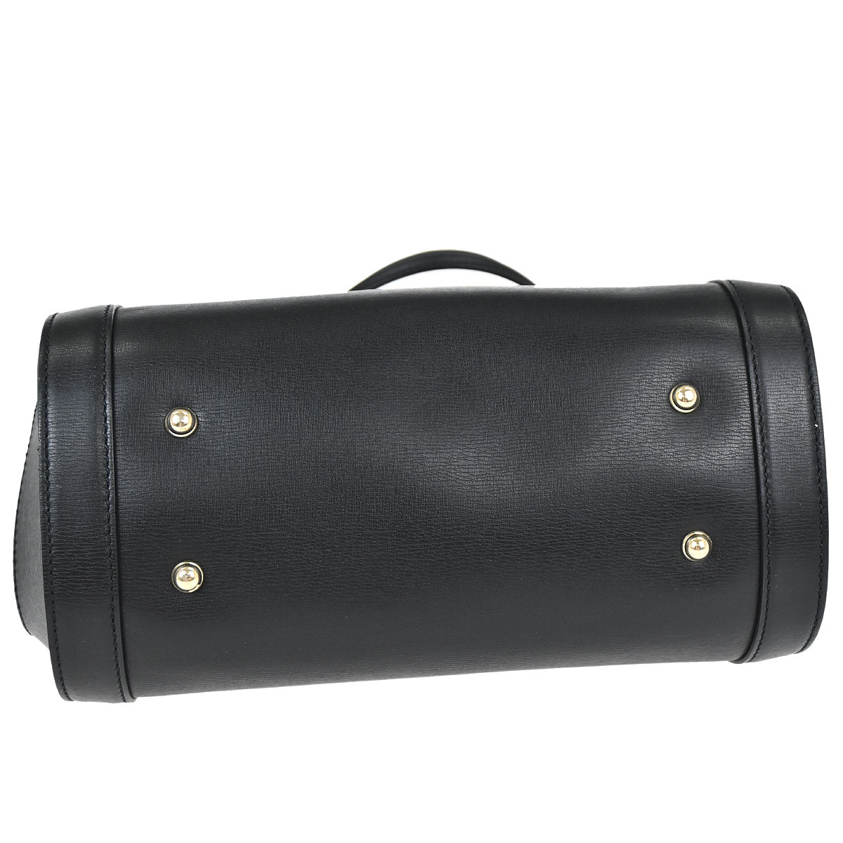 Gucci Black Leather Bamboo Handbag