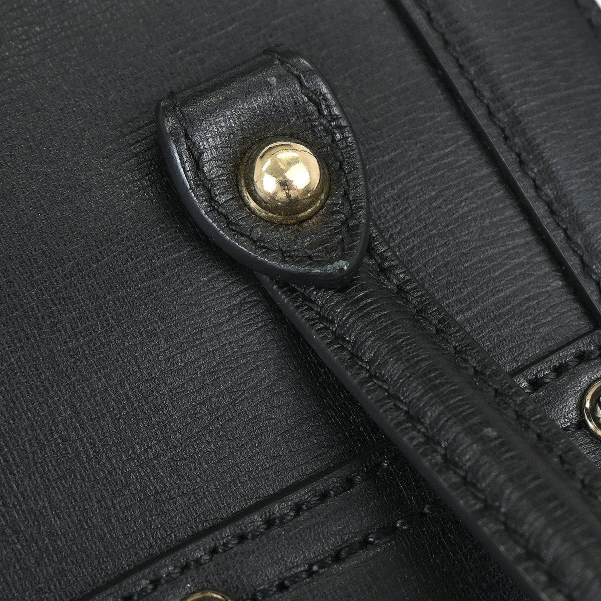 Gucci Black Leather Bamboo Handbag