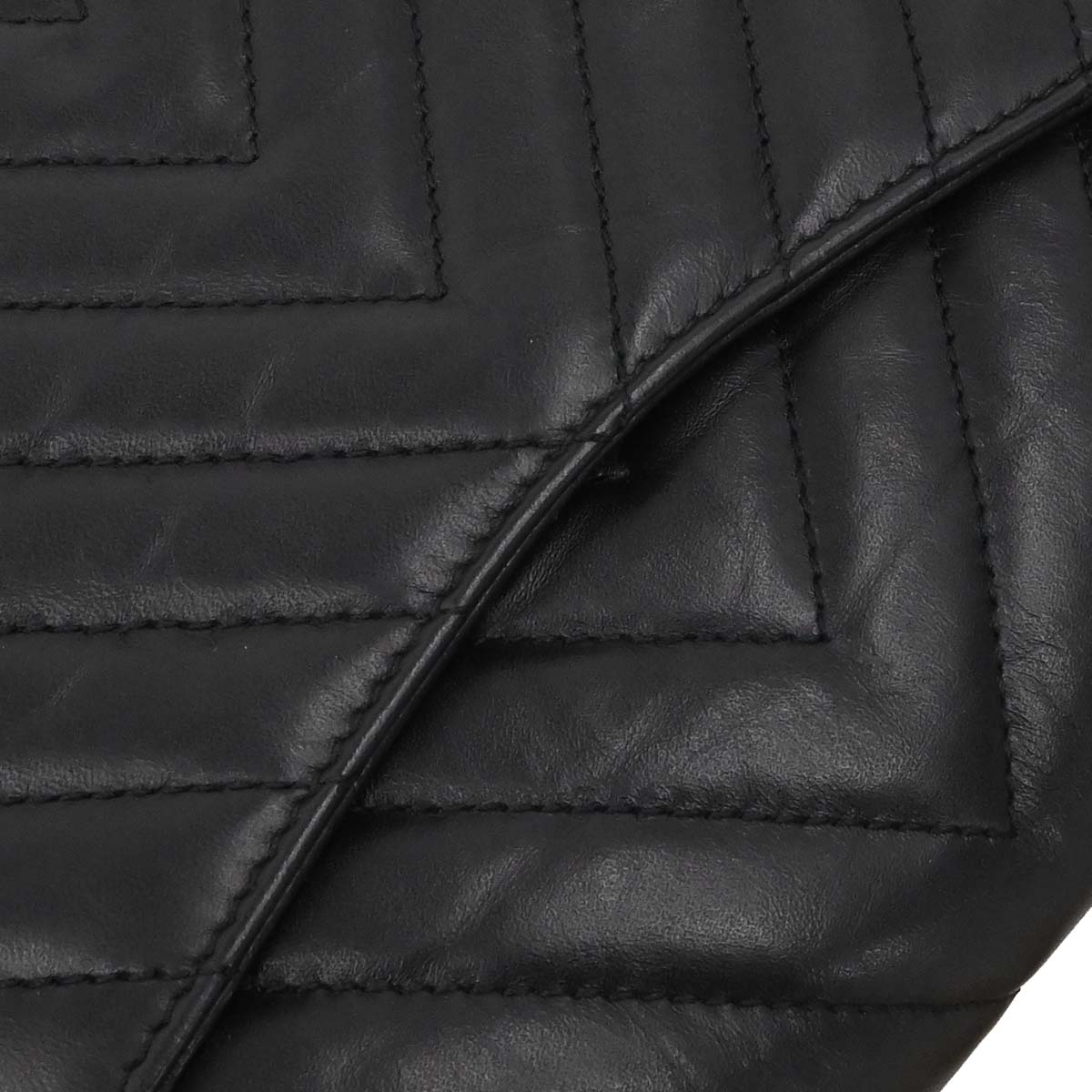 Chanel Black Lambskin Chevron 2.55 Small Double Flap Shoulder Bag