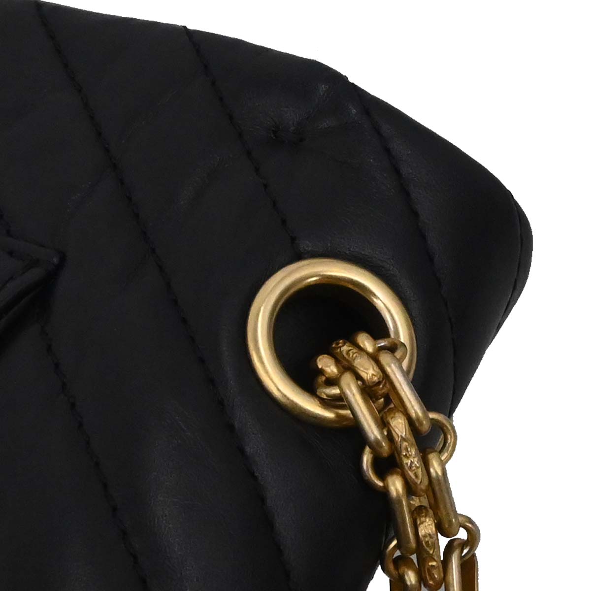 Chanel Black Lambskin Chevron 2.55 Small Double Flap Shoulder Bag