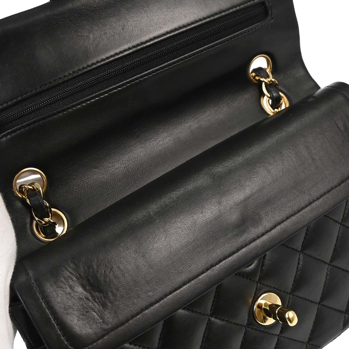 Chanel Black Lambskin Small Classic Double Flap Shoulder Bag