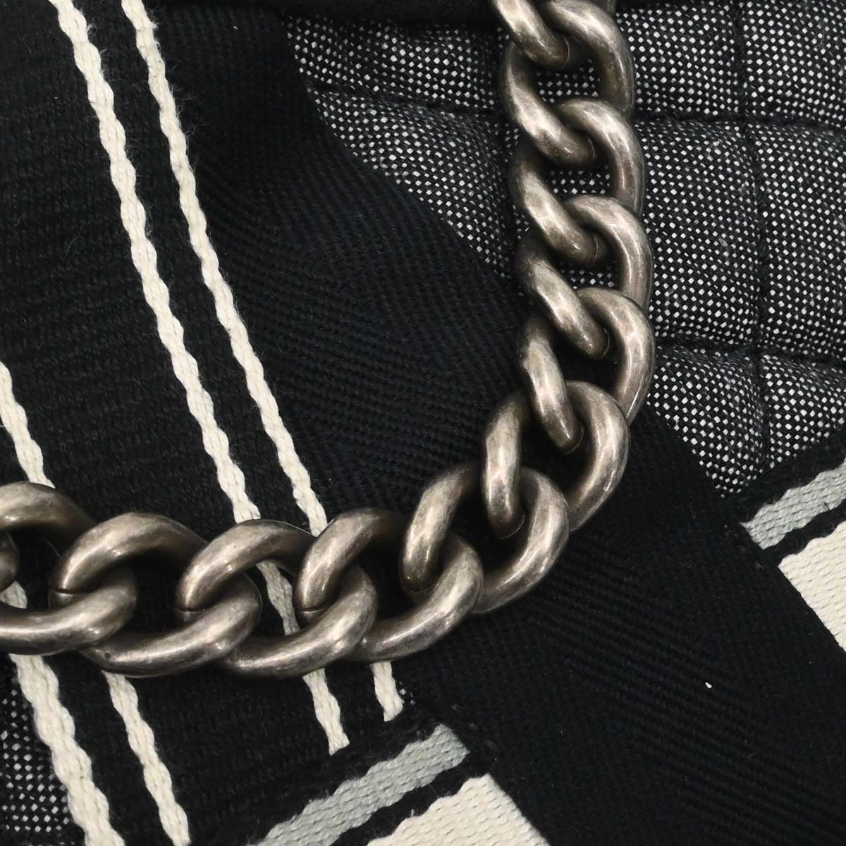 Chanel Black Quilted Denim Medium Airlines Buckle 2way Shoulder Handbag