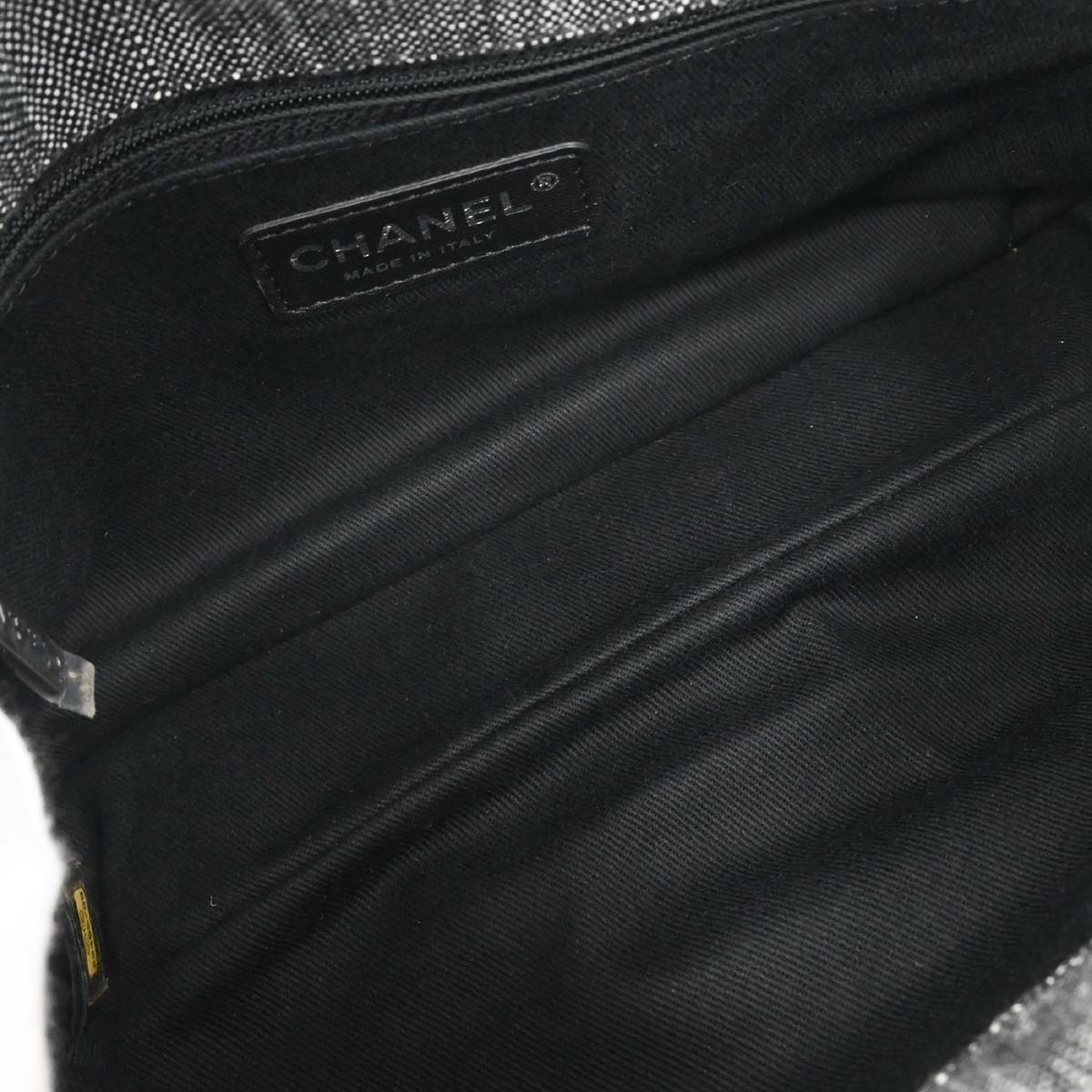 Chanel Black Quilted Denim Medium Airlines Buckle 2way Shoulder Handbag