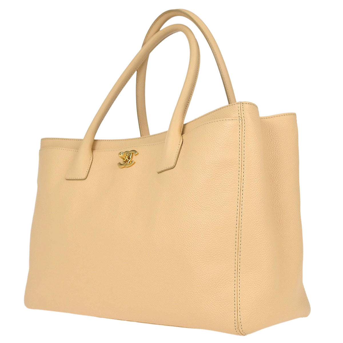 Chanel Beige Calfskin Cerf Executive 2way Shoulder Tote Bag
