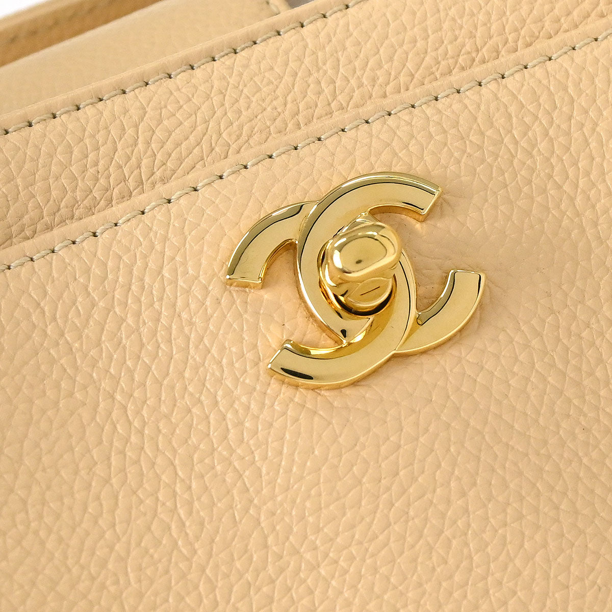 Chanel Beige Calfskin Cerf Executive 2way Shoulder Tote Bag