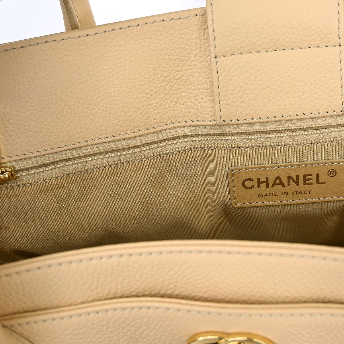 Chanel Beige Calfskin Cerf Executive 2way Shoulder Tote Bag