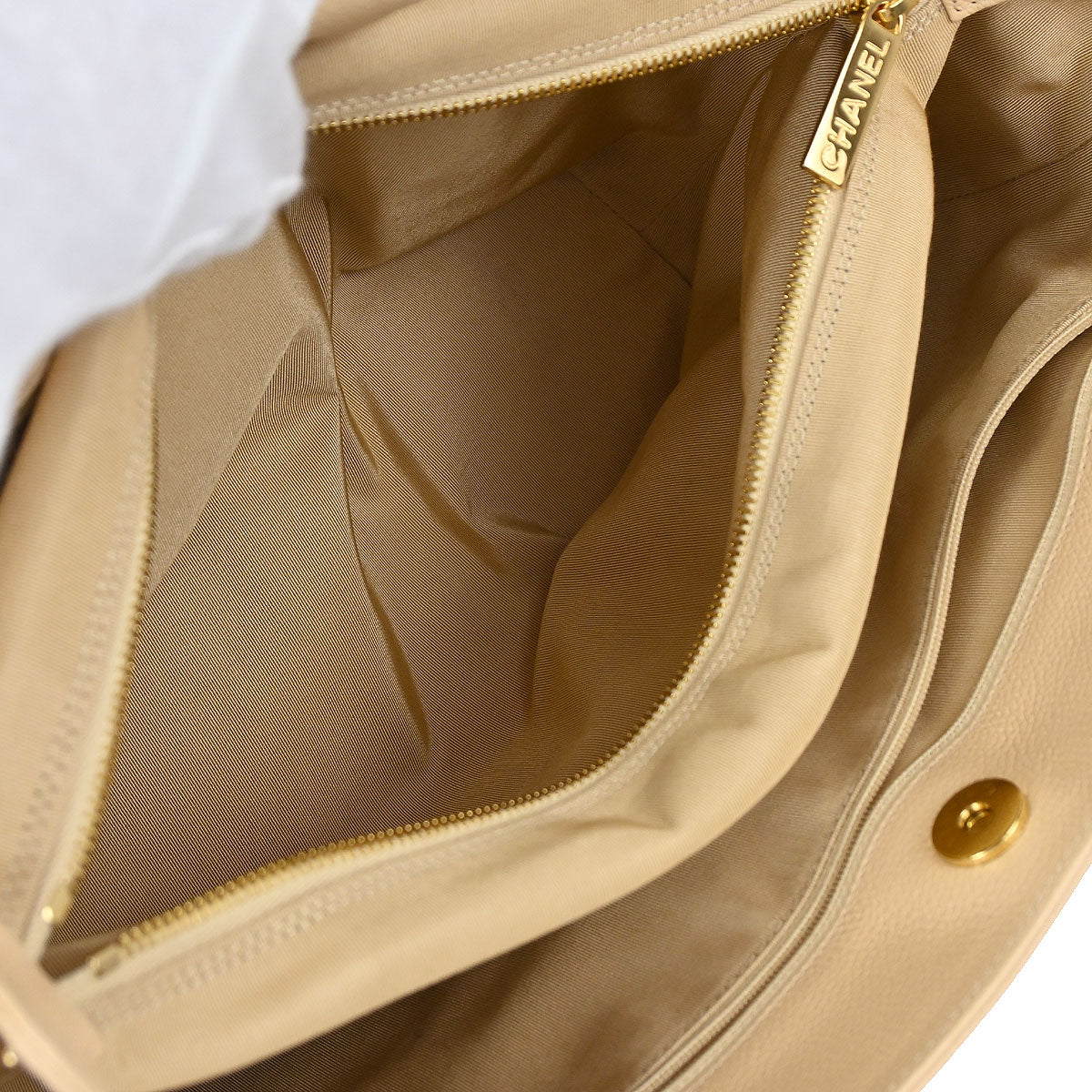 Chanel Beige Calfskin Cerf Executive 2way Shoulder Tote Bag