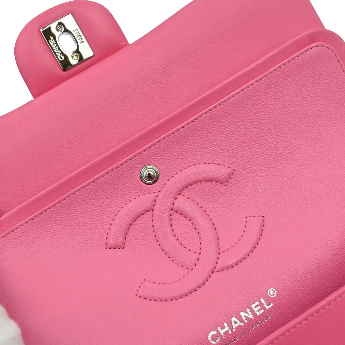 Chanel Pink Lambskin Medium Classic Double Flap Shoulder Bag